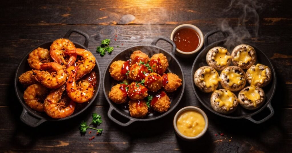 Best LongHorn Steakhouse appetizers including
Wild West Shrimp, Spicy Chicken Bites and
White Cheddar Stuffed Mushrooms